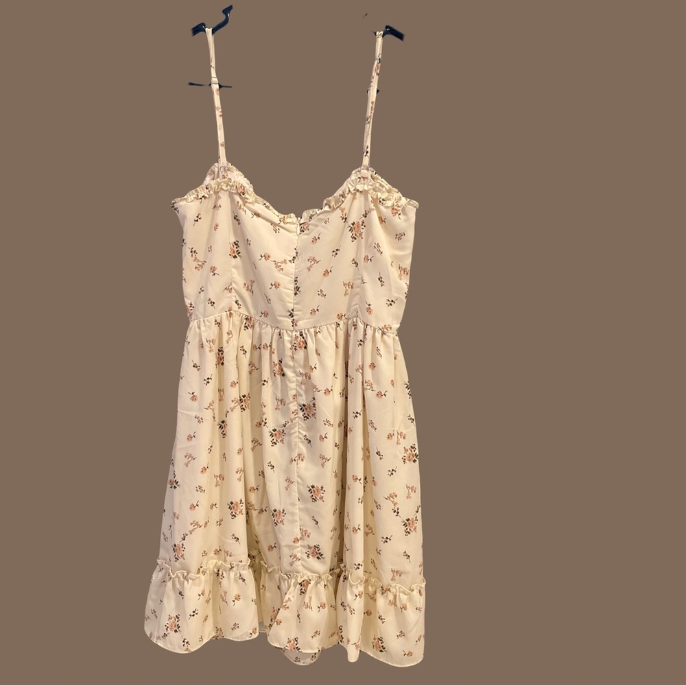 New With Tags Lulus Romantic Muse Cream Floral Print Tie-Front Mini Dress - Picture 2 of 5